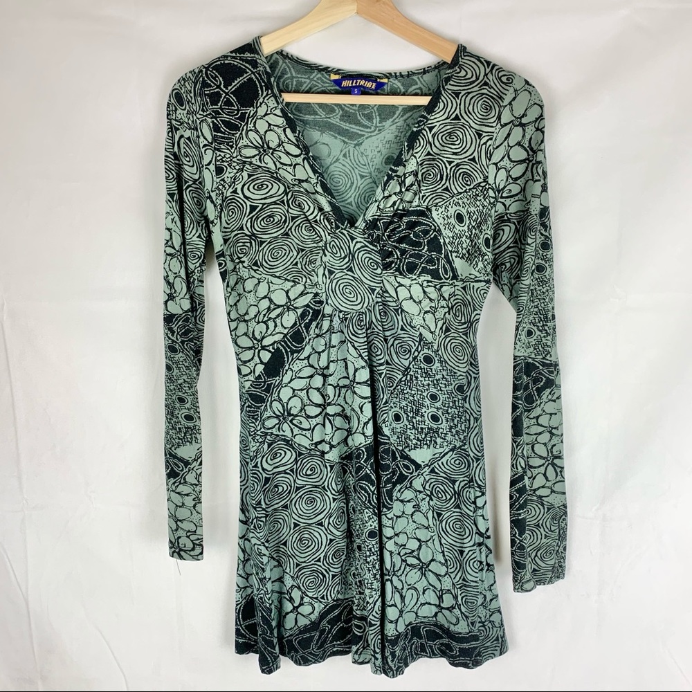 Blue Fish Women's Green Patterned Dress